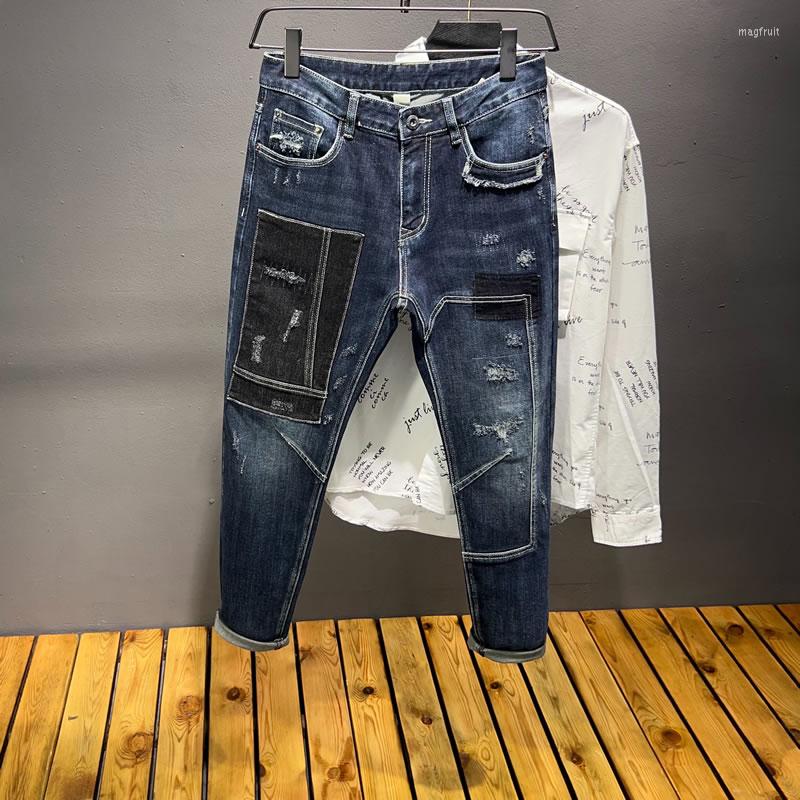 

Men's Jeans P0220 Fashion Men's 2023 Runway Luxury European Design Party Style Clothing, Picture shown