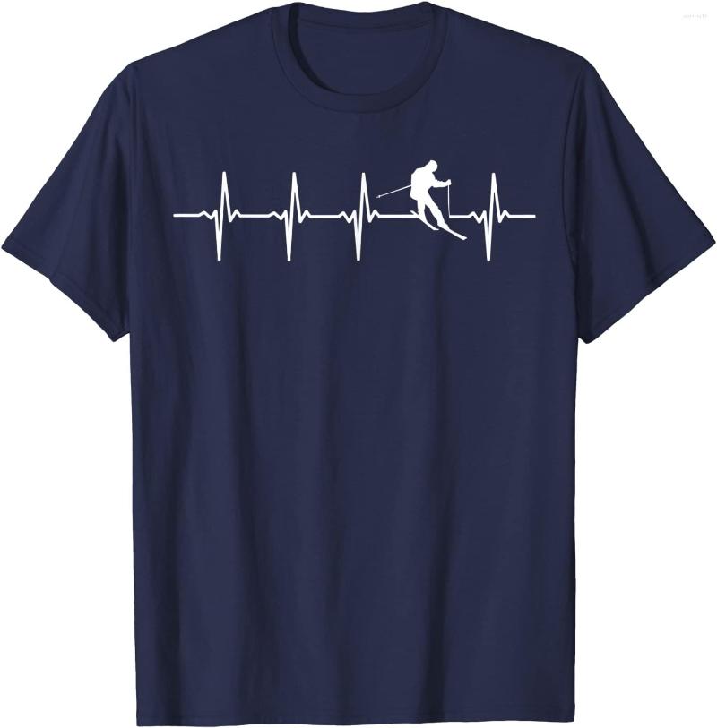 

Men' T Shirts Skiing - Ski Heartbeat T-Shirt Gift For Skiers, Black