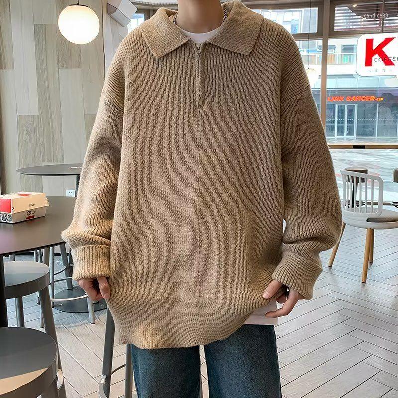 

Men's Sweaters 2023 Spring Light Luxury Fashion Sweater Men Lapel Knitwear Loose Comfortable Casual Top Boutique Clothing Simple Style