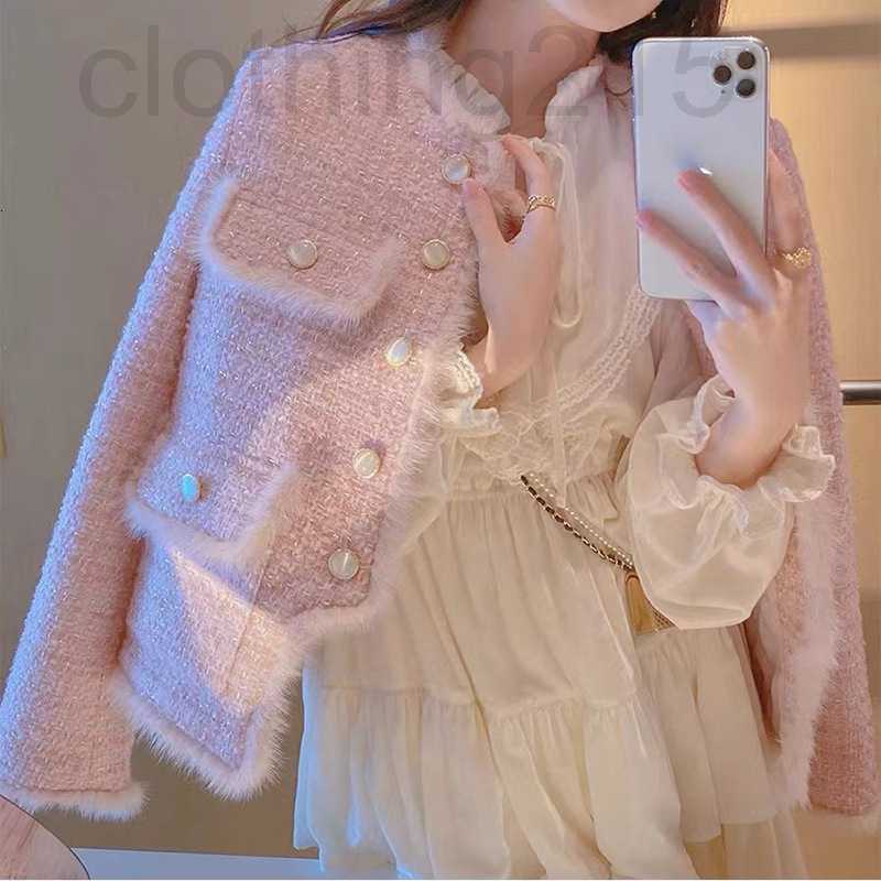 

Women' Wool & Blends Designer 2022 Autumn and winter new style celebrity temperament pink woolen coat women' autumn cotton clip thickening 1091 SZPU, Pink5