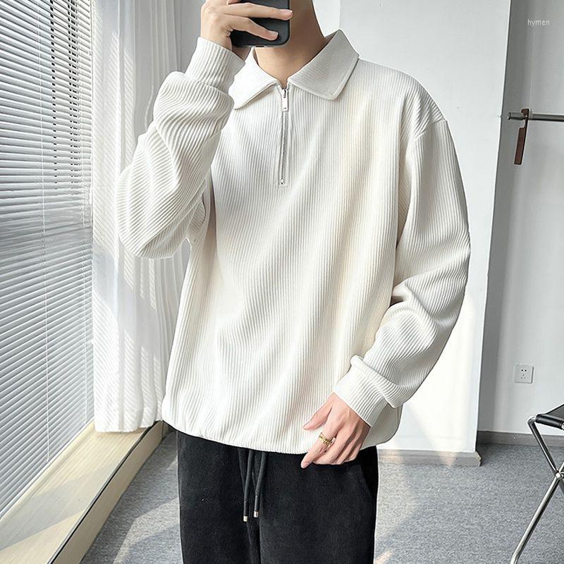 

Men's T Shirts Fall Corduroy Long Sleeve Men Polo Casual Harajuku Fashion Oversized Pullovers White Black Grey Hip Hop Punk Streetwear