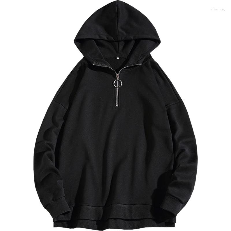 

Men's Hoodies Plus Size 2xl-9xl With Zipper European Version Outerwear Large Male Turn-down Collar Hiphop Sweatshirts, Black