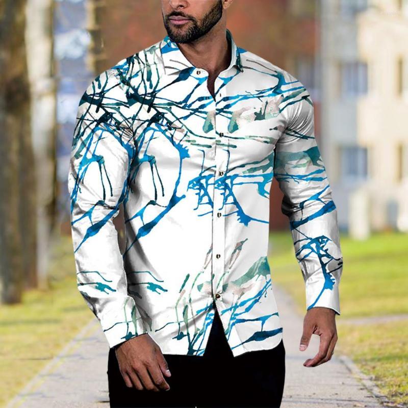 

Men's Casual Shirts Lapel Long Sleeve Buttons Placket Men Shirt Starry Sky Print Slim Office Top 3D Cutting Fit Streetwear, Black