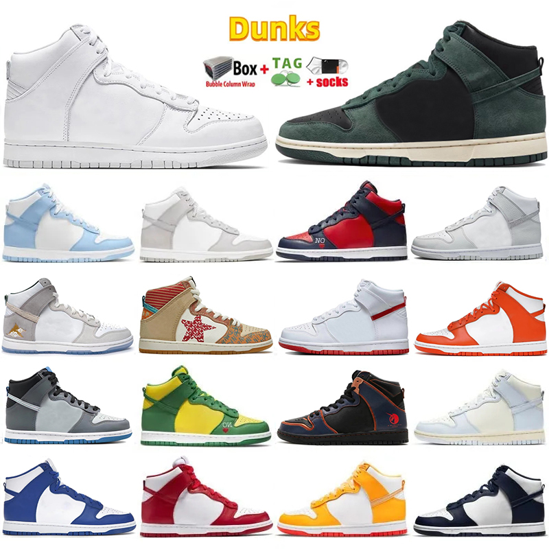 

Designer dunks High Mens Women OG running shoes University Blue Sup Royal Varsity Purple Faded Spruce Orange Blaze Cargo Khaki Wolf Grey Sport Trainer sneakers, Box