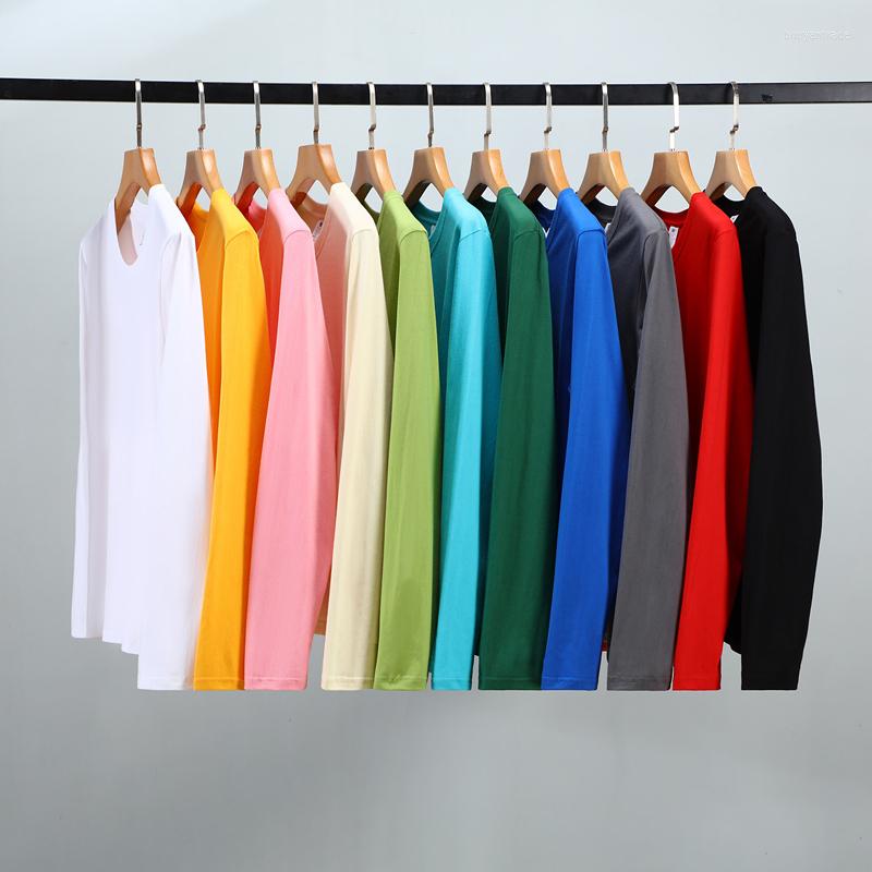 

Men's T Shirts Cotton Long Sleeve Round Neck Men's T-Shirt 220g Solid Streetwear Clothing Oversized Tops Loose Fashion Woman Blouses
