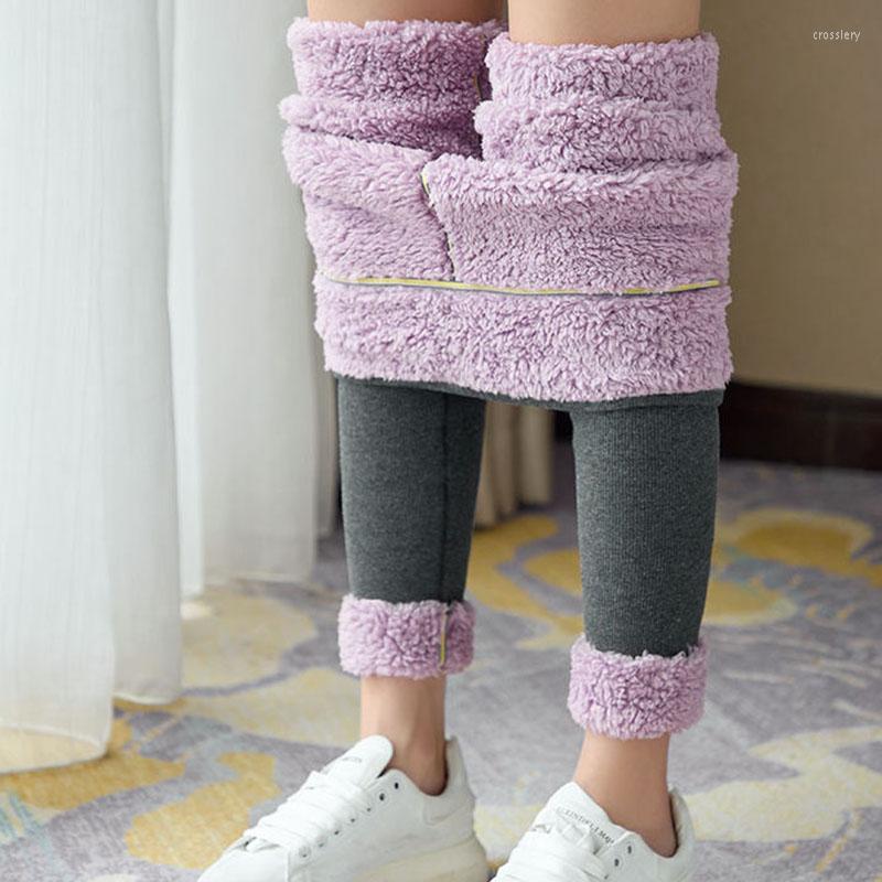 

Women's Pants Biyaby 2023 Autumn Winter Fleece Women Elastic High Waist Tight Thick Warm Plush Leggings Female Casual Pencil Trousers, Shen hui zi rong