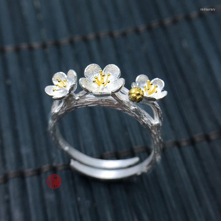 

Wedding Rings Vintage Plum Flower For Women Girls Fashion Adjustable Open Finger Gift 2023 Female Irregular Jewelry Party