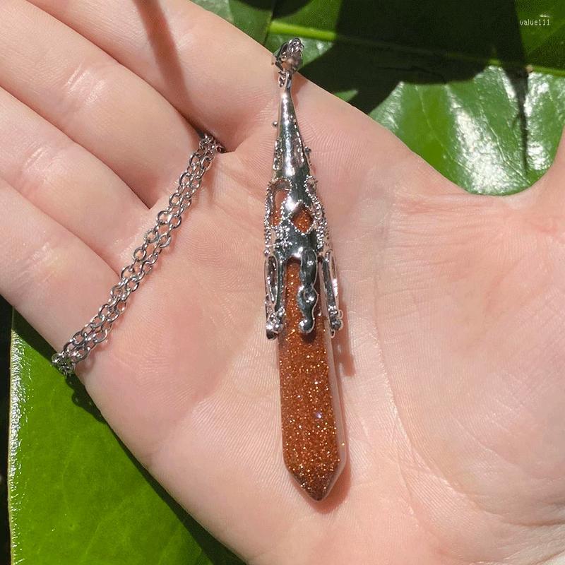 

Pendant Necklaces Natural Quartz Pendulum Divination Necklace Hexagonal Prism Healing Chakra Energy Spiritual Suspended Reiki Jewelry