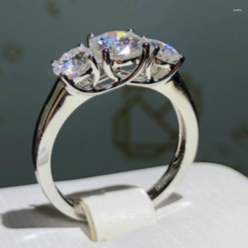 

Cluster Rings 18k White Gold Moissanite Women's Ring Good Gift For Women Jewelry Shiny Gem With Certificate Engagement