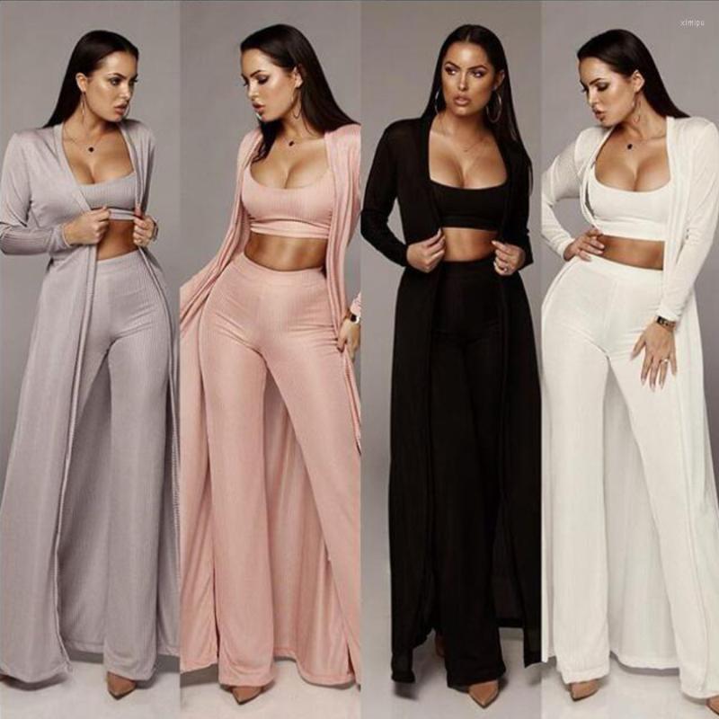 

Women' Two Piece Pants Spring Elegant Knitted Robe Cape Tube Top Trousers 3-piece Set Fashion Casual Women' Stretch Knit Straight-leg, Black