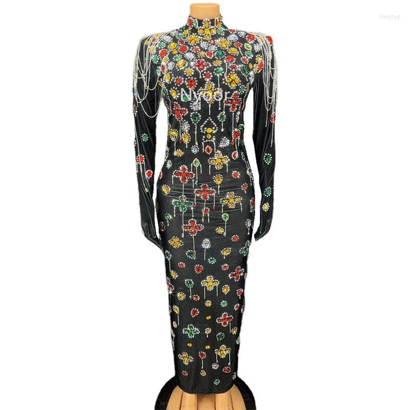 

Stage Wear Sexy Women Party Birthday Evening Long Dress Singer Dance Costume Performance Nightclub Outfit, Picture shown