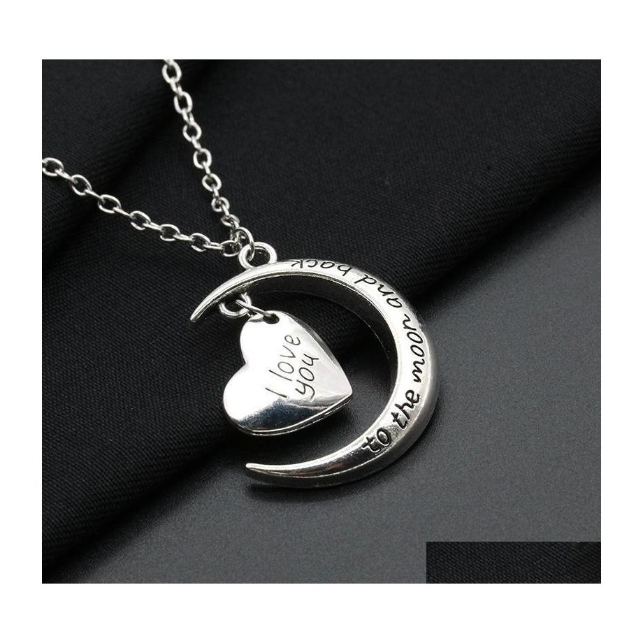 

Pendant Necklaces Chain Necklace Wholesale I Love You Moon Heart Sier Plated Pendants Drop Delivery Jewelry Dhqsl
