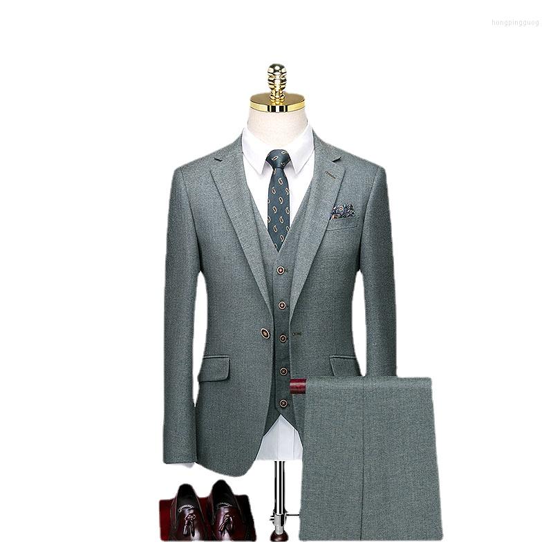 

Men's Suits British Suit Men's Three Piece Slim Business Professional Formal Dress Groom's Wedding Grey Casual, Style 1 two pieces