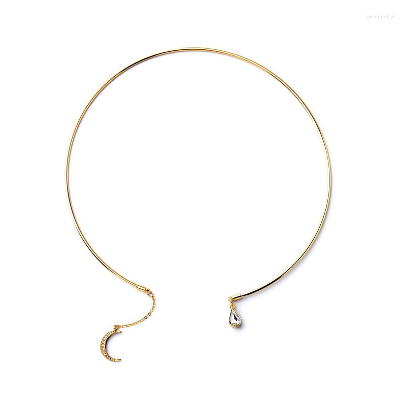 

Choker Draped In Dazzle Necklace For Women Moon Water Droplets Gold Color Necklaces Casual Masquerade Accessory