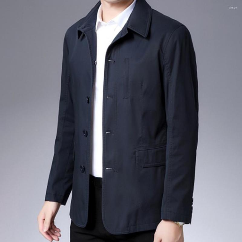 

Men's Jackets Middle Aged Coat Lapel Male Dressing Relaxed Fit Shirt Jacket Men Business For Office, Black