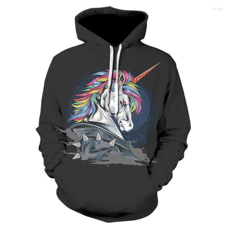 

Men's Hoodies Stylish High Quality Casual Long-sleeved Horse Print Street Wear Thin Hooded Sweatshirt 3D Animal Floral Hoodie, Picture color