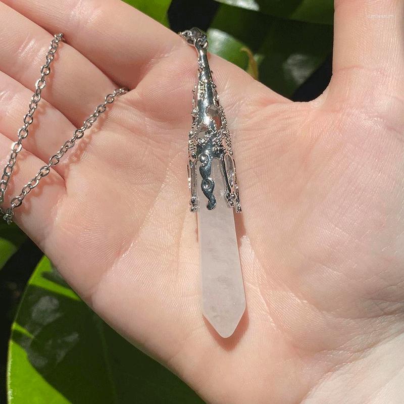

Pendant Necklaces Natural Crystal Stone Pendulum Divination Necklace Hexagonal Prism Healing Chakra Energy Spiritual Hanging Reiki Jewelry