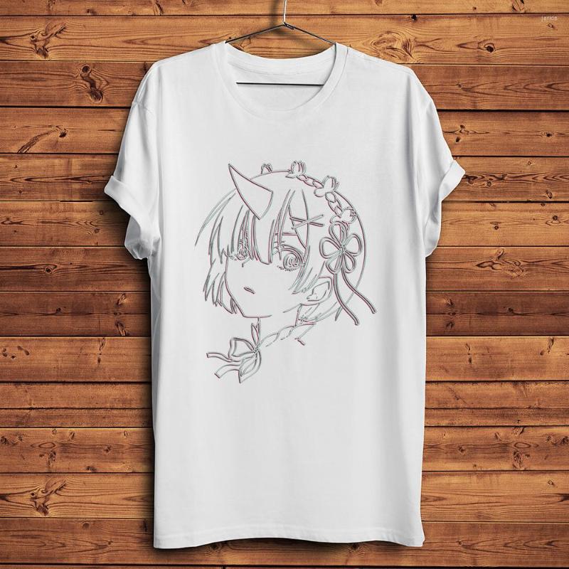 

Men' T Shirts Lines Kawaii REM Anime Tshirt Men White Casual Shirt Unisex Manga Re Life In A Different World From Zero Streetwear Tee, 3711