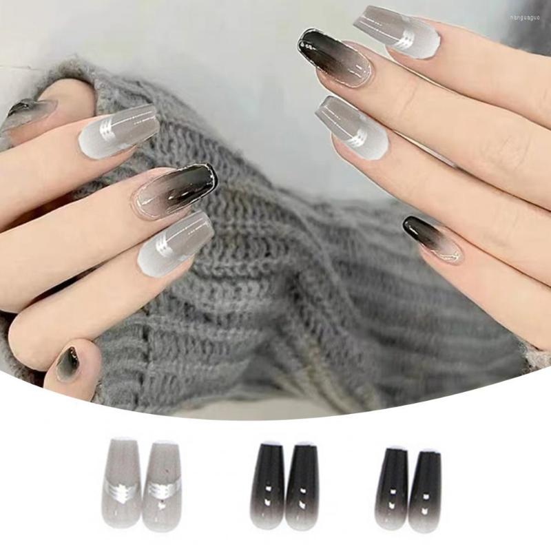 

False Nails 24Pcs Decorations Gradient Color DIY Waterproof Winter Autumn Temperament Manicure Stickers For Nail Salon, White
