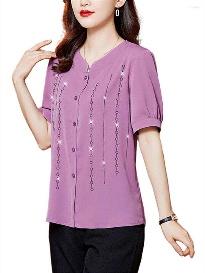 

Women's Blouses 4XL Women Spring Summer Shirts Lady Fashion Casual Short Sleeve O-Neck Collar Printing Blusas Tops G2068, Green