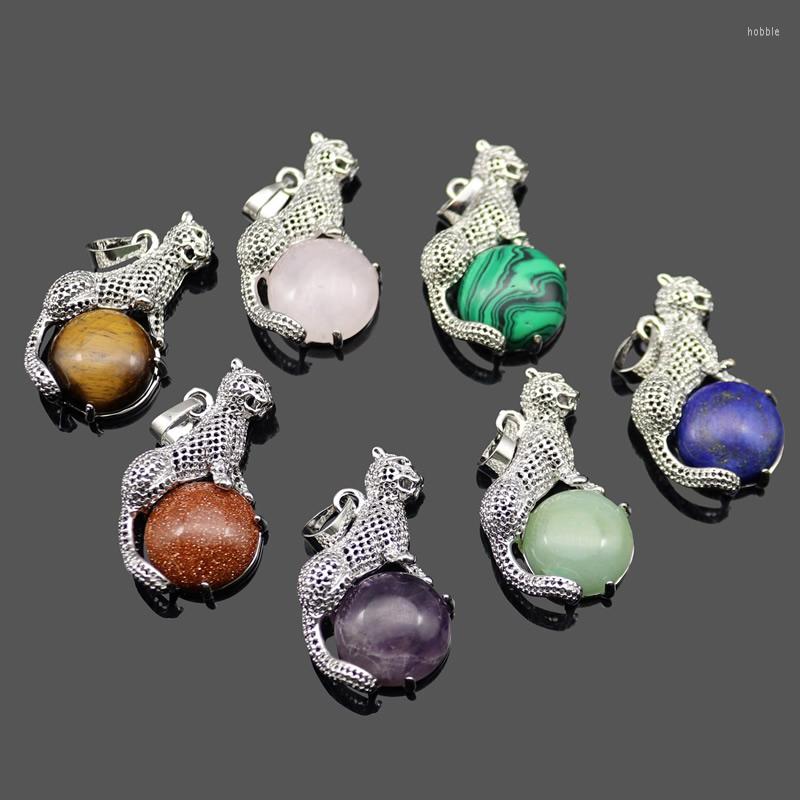 

Pendant Necklaces Natural Amethysts Opal Quartz Stone Pendants Lovely Leopard Animal Accessories Jewelry Fit DIY