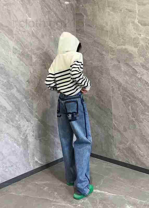 

Women' Knits & Tees Designer Small new style shadow straight jeans Granny Xiang classic denim blue leather reverse design ZVVE