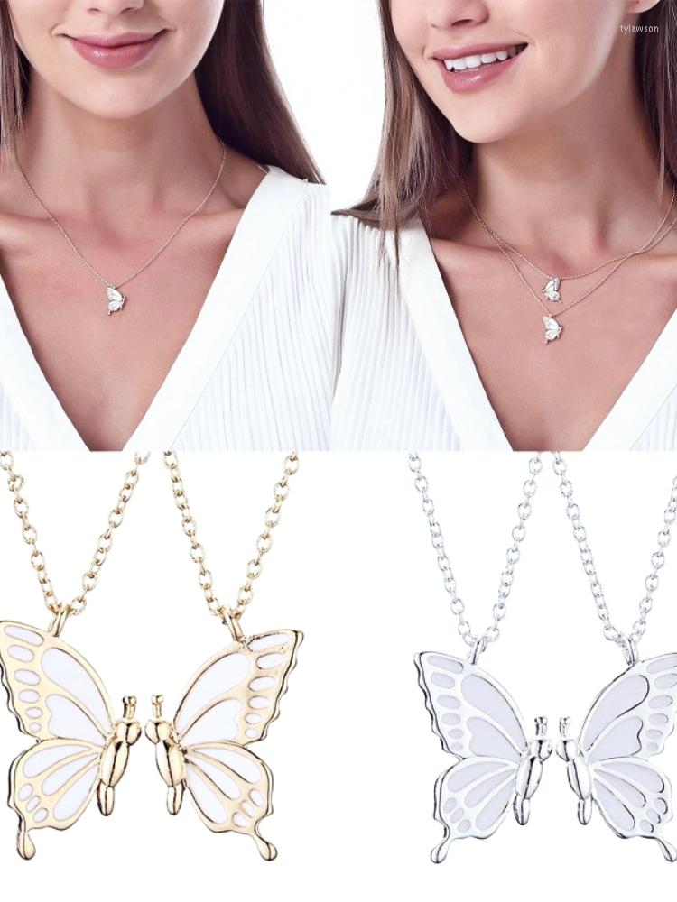 

Pendant Necklaces 2pcs/set Butterfly Necklace For Women Stainless Steel Jewelry Couple Matching Fashion Accessories