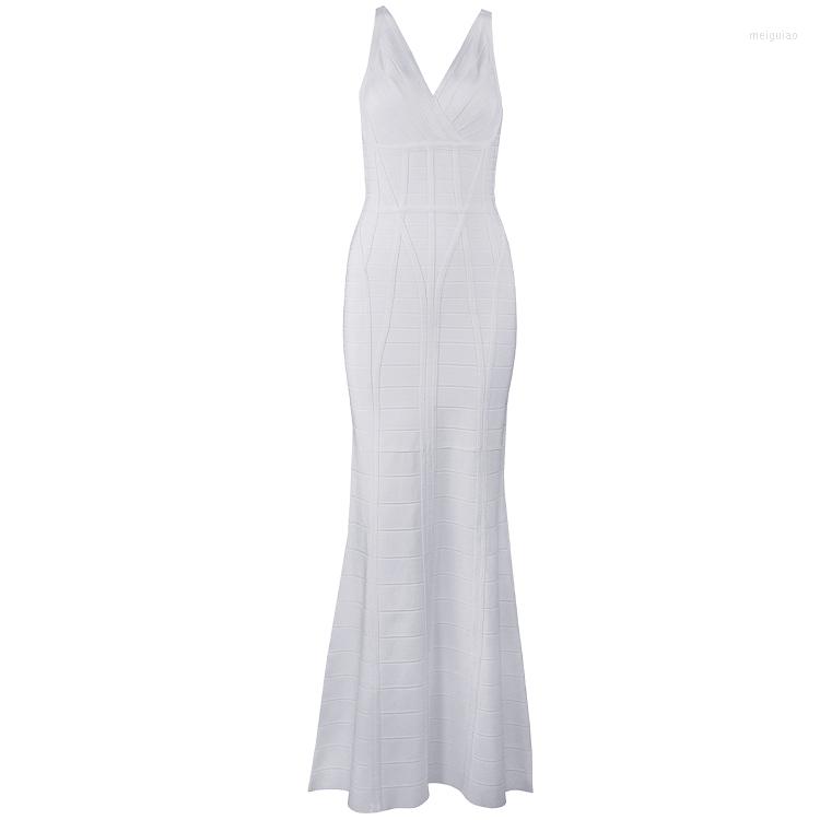 

Casual Dresses Women Bandage Dress Straps 2023 Celebrity Party White HL LONG MAXI Vestidos