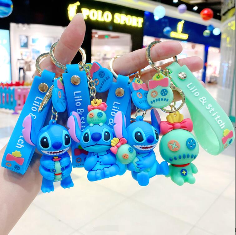 

Cute Animation Stitch Jewelry KeyChain Different Design PVC Key Ring Accessories