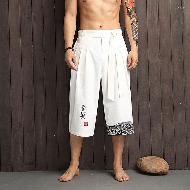 

Ethnic Clothing Chinese Style Cotton Linen Harem Jogger Pants Men Calf-Length Summer Sweatpants Casual Wide Leg Trousers TA052