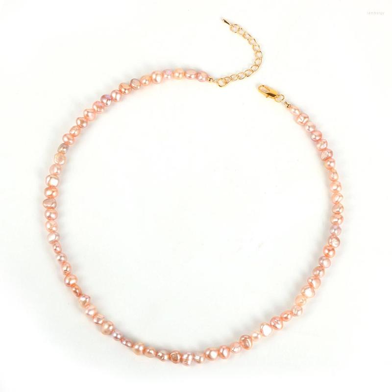 

Choker 2023 Elegant Women Freshwater Pearls Necklace White Pink Real 18" Necklaces Fashion Wedding Party Jewelry Gift