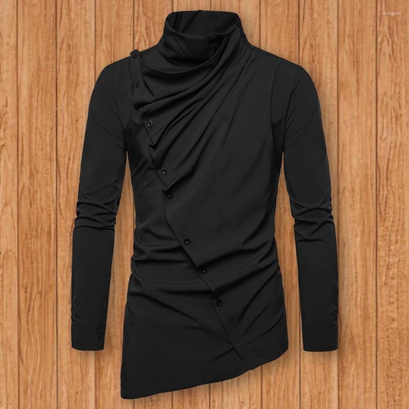 

Men's Casual Shirts Chic Autumn Shirt Solid Color Thermal Close-fitting Individual, Black