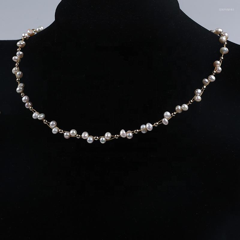 

Chains High Quality 3-4mm Natural Freshwater White Potato Shape Pearl Necklace