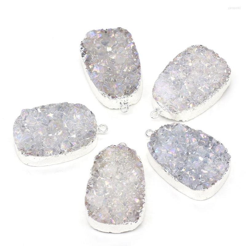 

Pendant Necklaces Natural Agates Stone Rectangle Druzy Geode Charms For Jewelry Making Necklace Bracelet Gift
