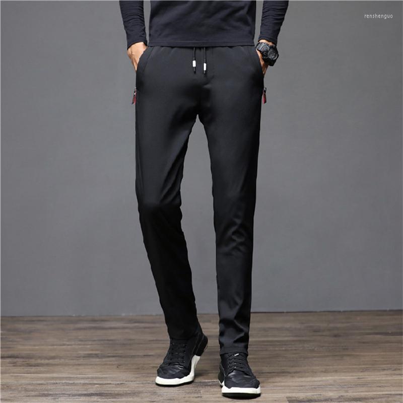 

Men's Pants Brand Winter Fleece Warm Men Casual Slim Thick Jogging Outdoor Black Gray Blue Skinny Trousers Male, Black-2