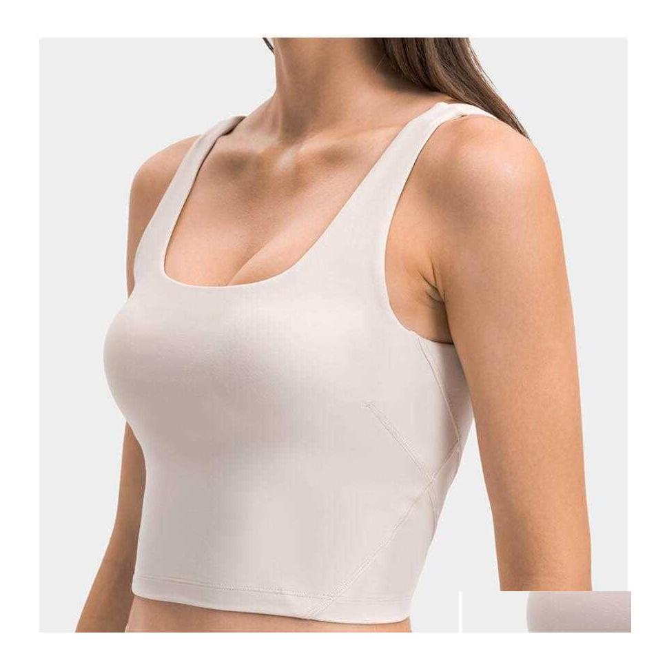 

Yoga Outfits Gym Clothes Women Tank Tops Ushaped Back Sports Bra Padded Vest Casual Athletic Workout Running Fitness Underwear Drop Dh8Gd, Beige white