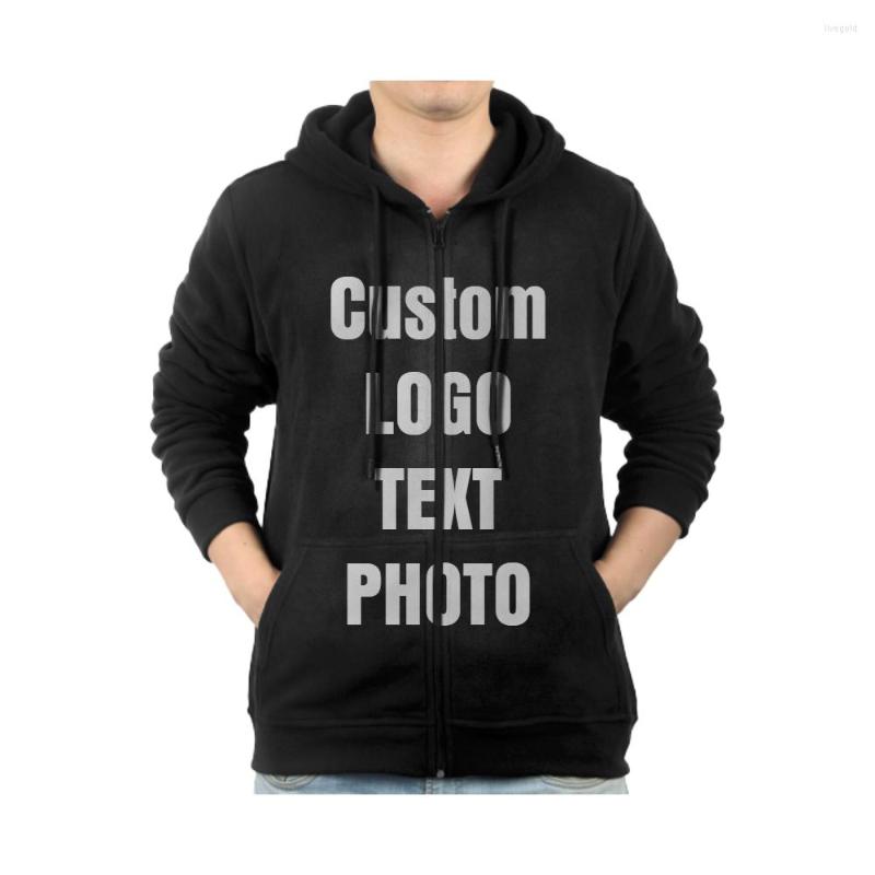 

Men' Hoodies Custom Mens DIY Print LOGO Design Hoodie Winter Coat Jacket Sweatshirts LOGO/TEXT/PO, Black