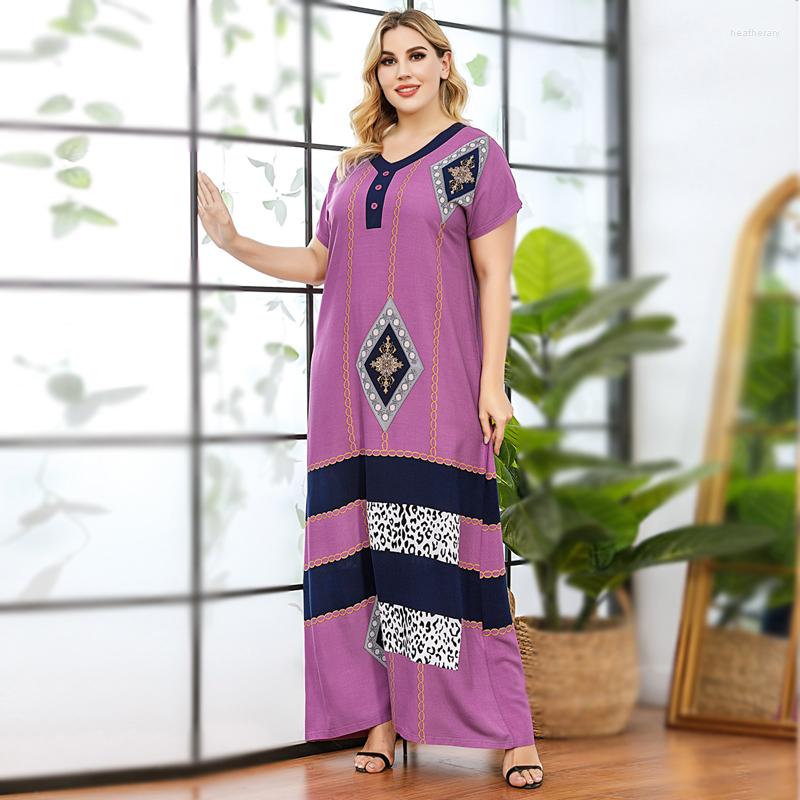 

Ethnic Clothing 2023 Summer African Maxi Dress For Women Fashion Print Plus Size Arab Middle East Muslim Clothes