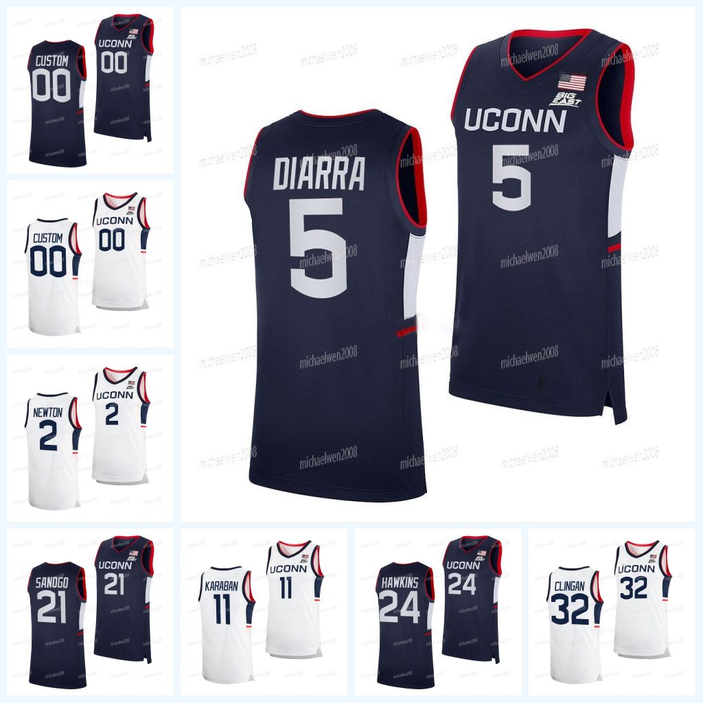 

Custom UConn Huskies NCAA College Basketball Jersey 2022-23 Nahiem Alleyne Joey Calcaterra Donovan Clingan Hassan Diarra Yarin Hasson Hawkins Emmett Hendry Newton, Black