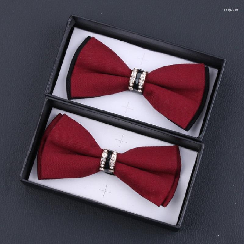 

Bow Ties 2023 Fashion Designer Men's Wedding Double Fabric Wine Red Tie Gorgeous Formal Show Butterfly With Gift Box
