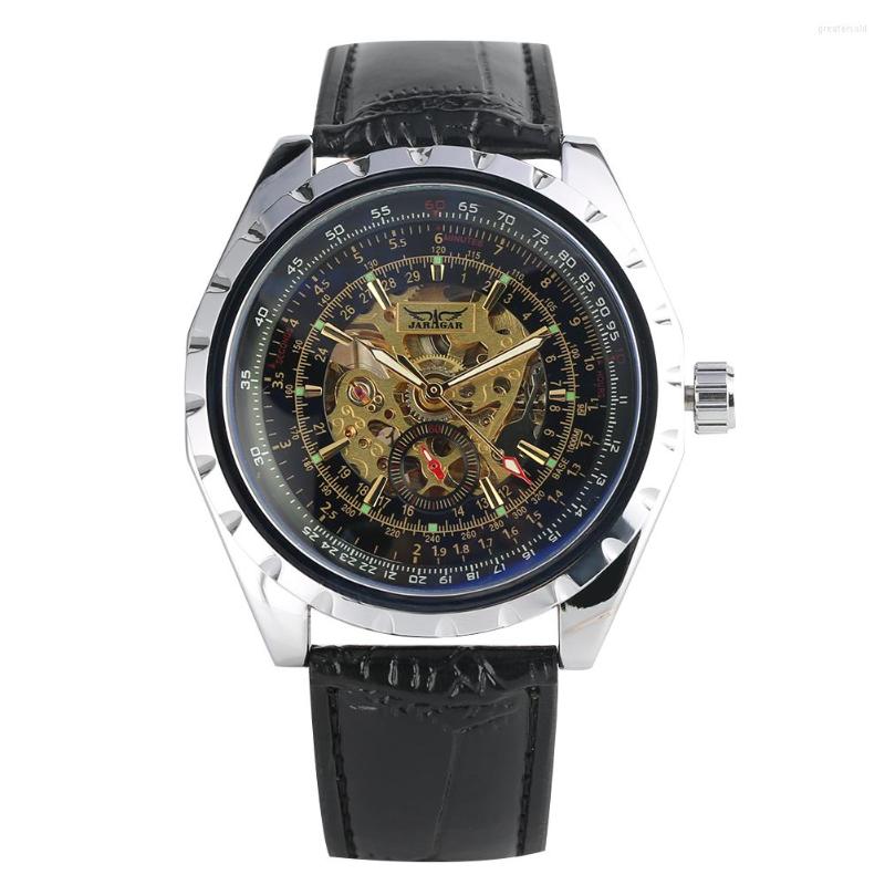 

Wristwatches Men's Transparent Watch Mechanical Automatic-self-winding Stainless Steel Skeleton Leather Strap, Picture shown
