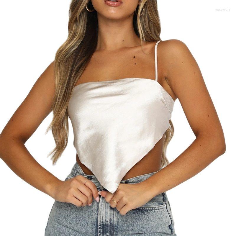 

Women' Tanks Tube Crop Top Women Tether Sling Vest Silk Scarf Summer Triangle Short External Wear Tank Female, Black