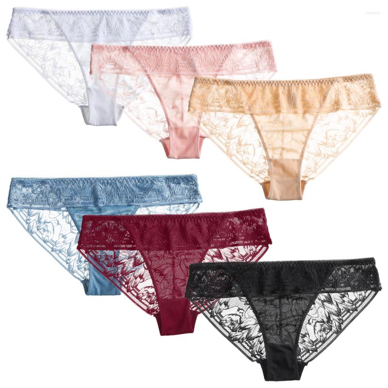 

Women' Panties 2023 Sexy Seamless Briefs Ultra-Thin Transparent Flower Embroidered Patterned -XL Size Women Underwear Cotton Lace, 04