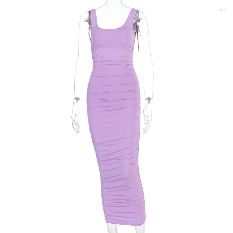 

Casual Dresses Sexy Sleeveless High Waist Black Women 2023 Summer Solid Slim Pleated Vest Dress For Woman Khaki Green