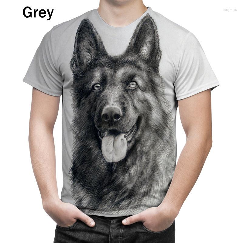 

Men's T Shirts 2023 Summer Fashion Men's Personality T-Shirt Dog Painting German Shepherd 3D Printing Short Sleeve Casual, Tan