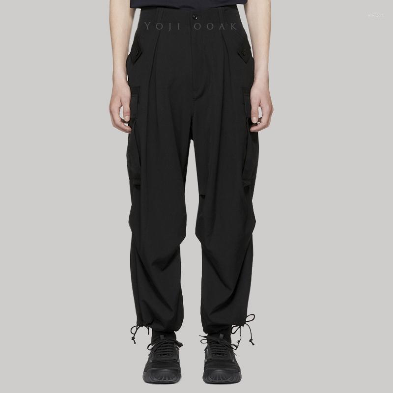 

Men' Pants Multi-pocket Drawstring Cargo Shawn Yue Wide-leg, Black