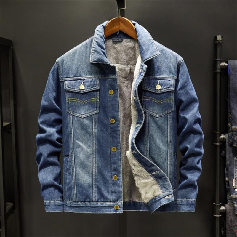 

Men's Jackets Men and Coat Trendy Warm Fleece Thick Denim 2023 Winter Fashion Mens Jean Jacket Outwear Male Cowboy Plus Size 5XL 230213, Dark blue