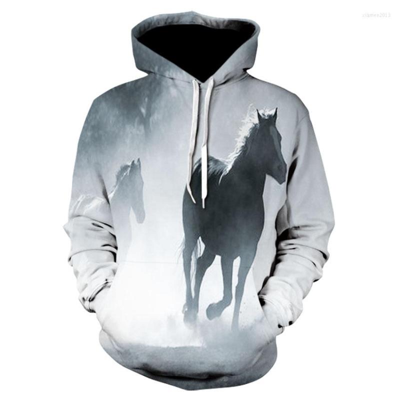 

Men's Hoodies 3D Horse Print Fall Casual Long-sleeved Hooded Sweatshirts Fashion Animal For Men And Women, Picture color