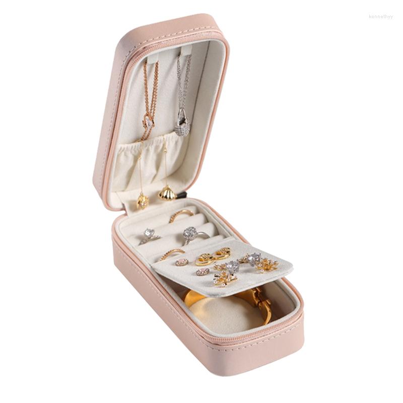 

Jewelry Pouches Portable Rectangular Box Earrings Necklace Storage Pu