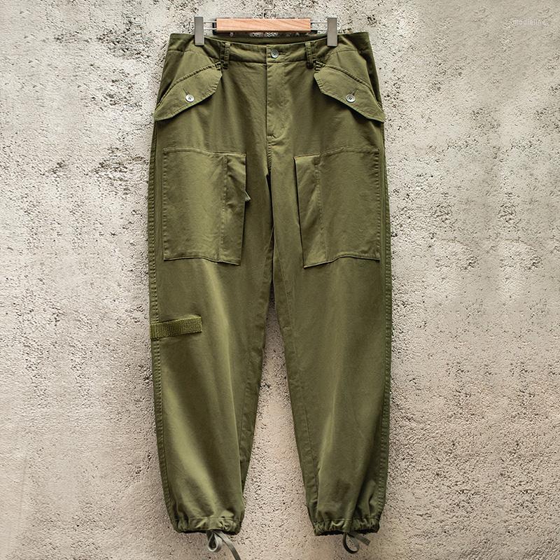 

Men's Pants Maden American Vintage OG-107 Straight Military Multi-pocket Loose Drawstring Casual Cargo Men's Tactical Trousers, Military green